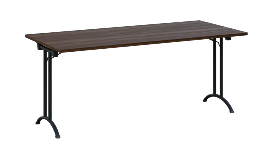 SLA 180 lak skládací jednací stůl 1800x800, deska 25 mm, podnož černý lak, deska ořech královský